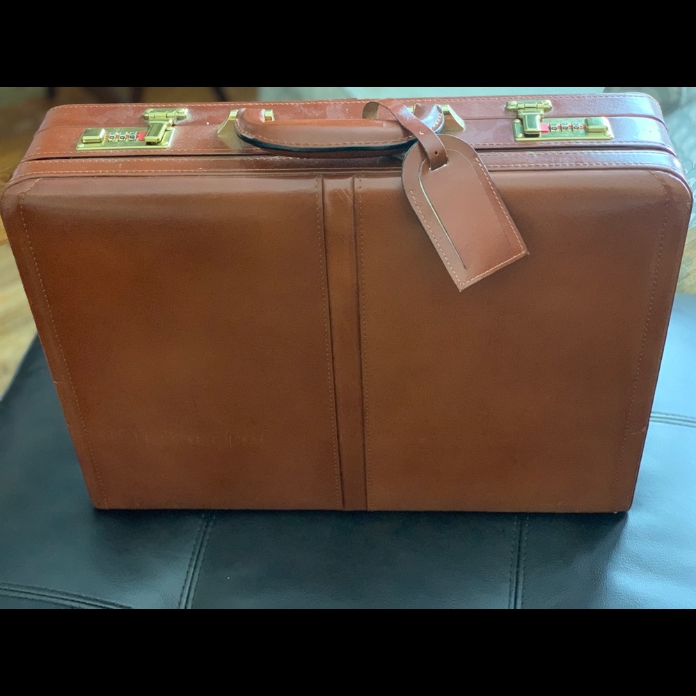 Attaché Combination Lock Leather Briefcase